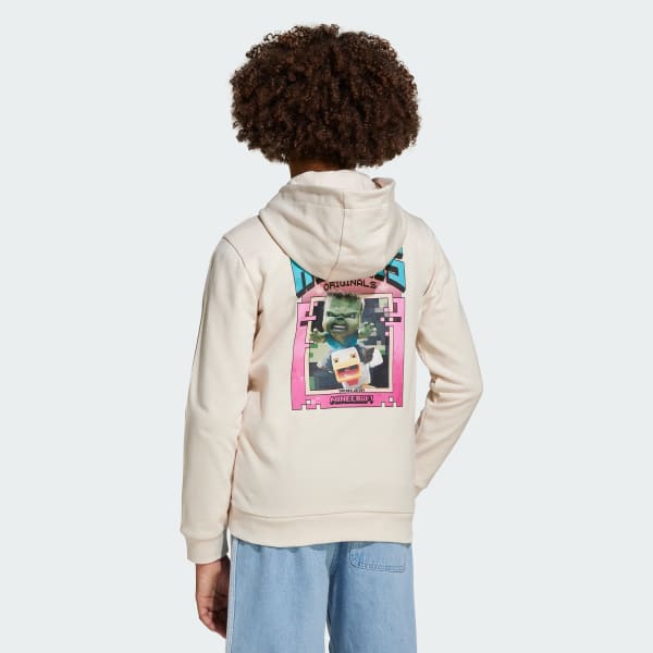 Blanco Sudadera con Gorro adidas Originals x Minecraft Estampada