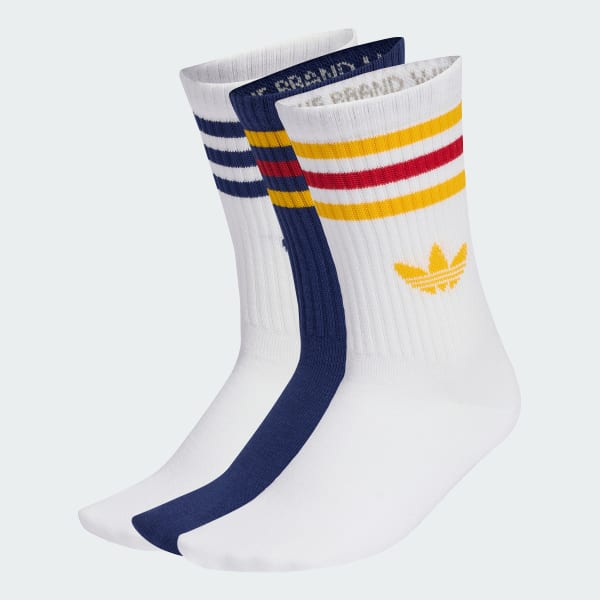 สีขาว ถุงเท้าความยาวครึ่งแข้ง 3-Stripes (3 คู่)