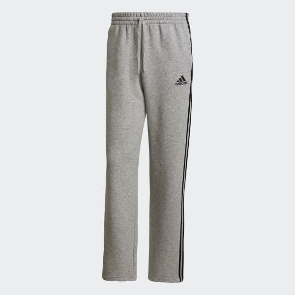gris Pantalon Essentials Fleece Open Hem 3-Stripes
