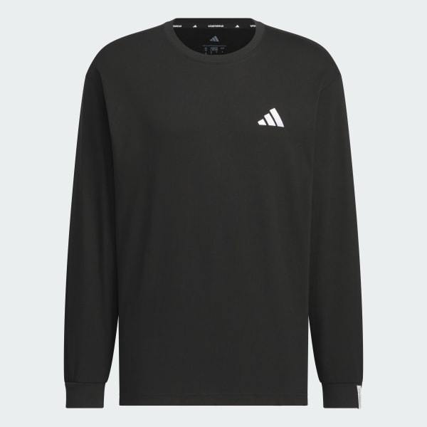 Black Essentials Plus Loose Fit Small Logo 롱 슬리브 티