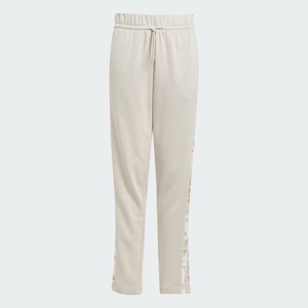 Beige adidas Girls 3-Stripes Animal French Terry Joggers Kids