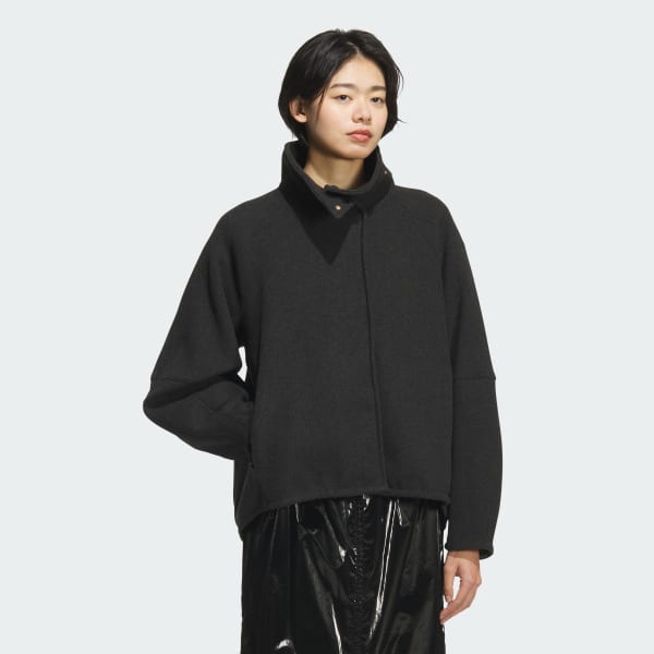 グレー ラックスフロー オールデイズ ルーズフィット ウール風のウーブンジャケット