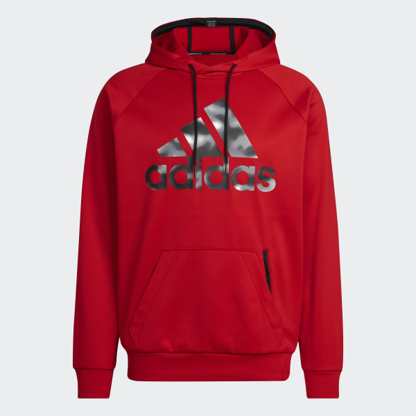 adidas AEROREADY Game and Go Camo Logo Hoodie - Red | Men's Training ...