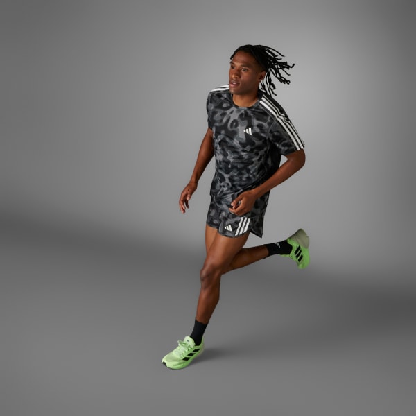 Gris Camiseta Own the Run 3 Rayas Estampada