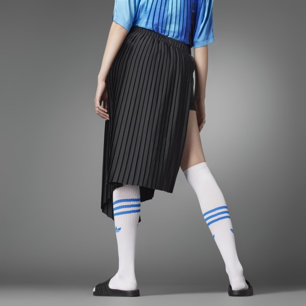 Black Blue Version Pleated Asymmetric Skirt