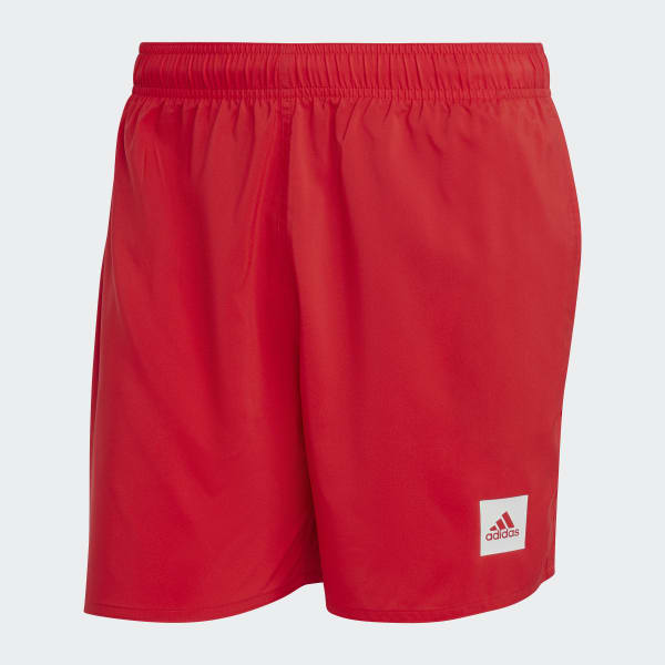 Rojo Shorts de Natación Cortos de Color Sólido