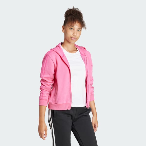 Rosa Moletom Moletinho Capuz Zíper ALL SZN Três Listras Garment Wash