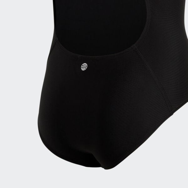 Schwarz Solid Small Logo Badeanzug