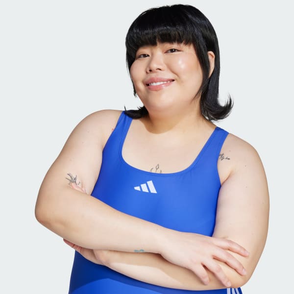 3-Stripes C-Back Swimsuit (Plus Size)