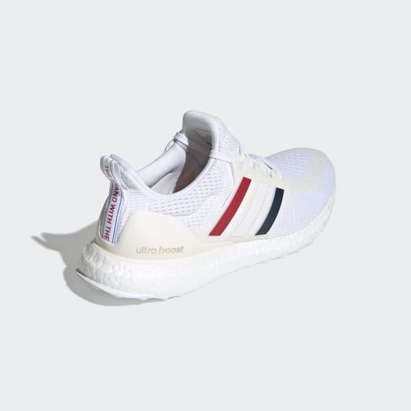 ultra boost red white and blue stripes
