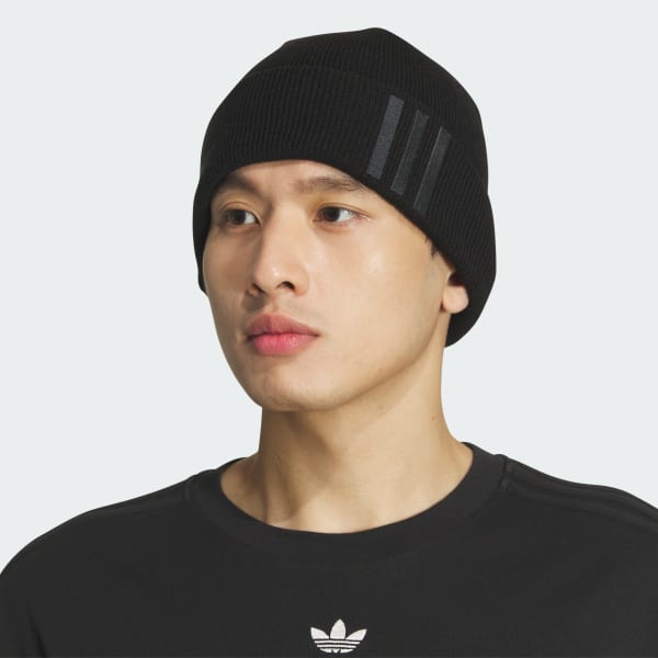 新作【ADIDAS】 Originals Offset 3-Stripes Beanie ビーニー帽 adidas Offset 3-Stripes Beanie - Black | Free Shipping with