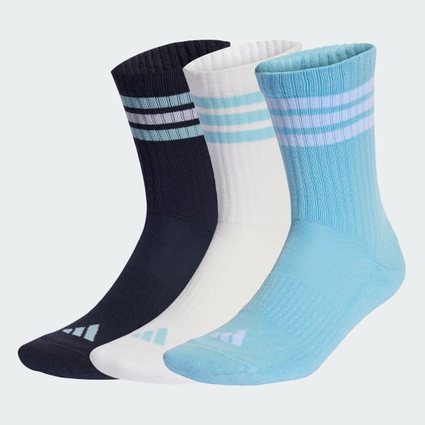 Blue 3-STRIPES CUSHIONED SPORTSWEAR CREW SOCKS 3 PAIR PACK