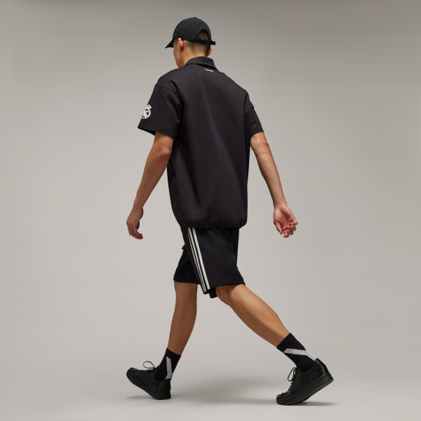 Black Y-3 레알 마드리드 트래블 반팔 폴로 셔츠