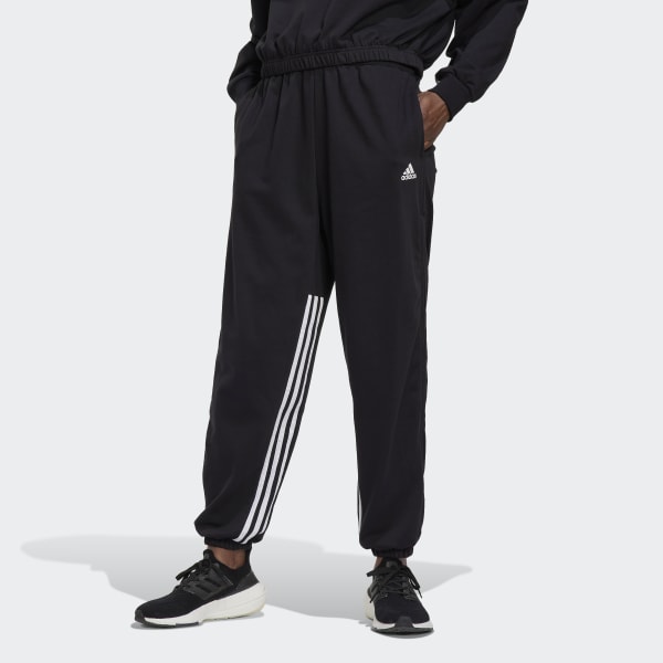 adidas Hyperglam 3-Stripes Oversized Cuffed Joggers with Side Zippers ...