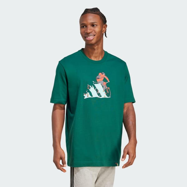 mau-xanh-la Áo Thun Graphic Xe Đạp Doodle Hunt