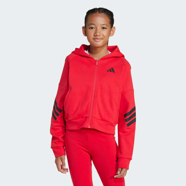 Red Future Icons 3-Stripes Full-Zip Hooded Track Jacket Kids