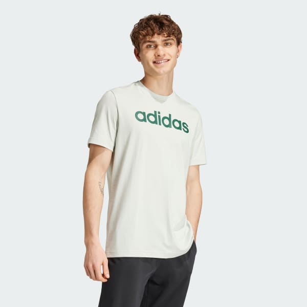 adidas Essentials Single Jersey Linear Embroidered Logo T Shirt Grun adidas Deutschland