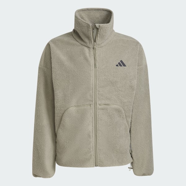 adidas City Tech High Pile Fleece Full-Zip Jacket - Green | Free