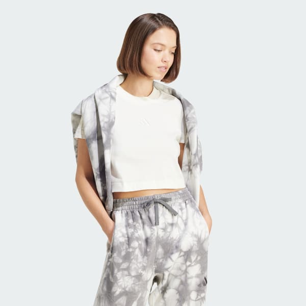 สีขาว เสื้อยืดทรงสลิม ALL SZN 3-Stripes