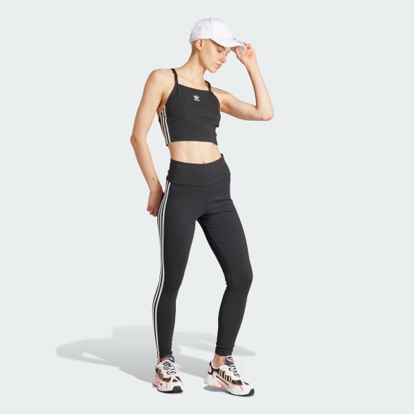 Adidas Women's Leggings 3-Stripe High-Rise Tight with Mesh G52