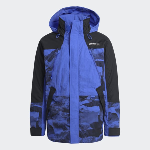 Niebieski adidas Adventure Allover Print Blocked Outdoor Jacket