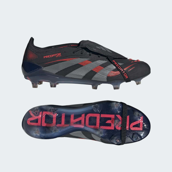 Black Predator Elite Fold-Over Tongue Firm Ground Boots