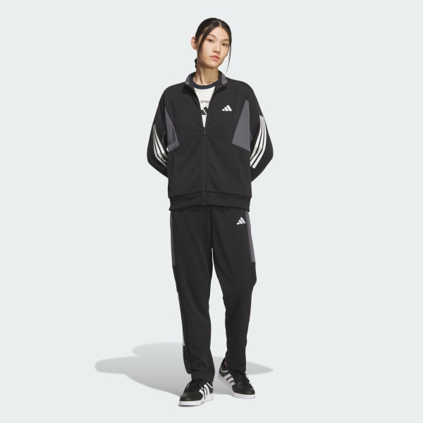 ブラック チームルーズフィットダブルニットトラックパンツ