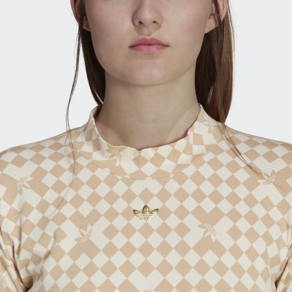 Beige Maglia adidas Ski Chic Allover Print Long Sleeve