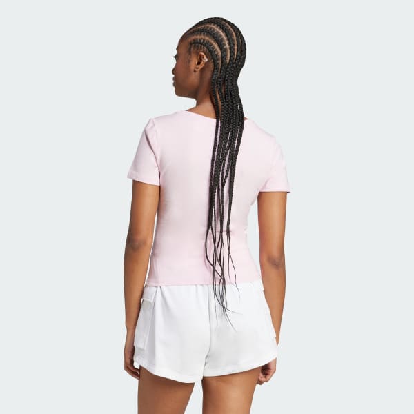 Rosado Polo estampado por encima de la cintura con garabato