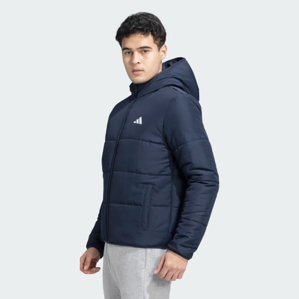 Blue Basic Hooded Puffer Jacket