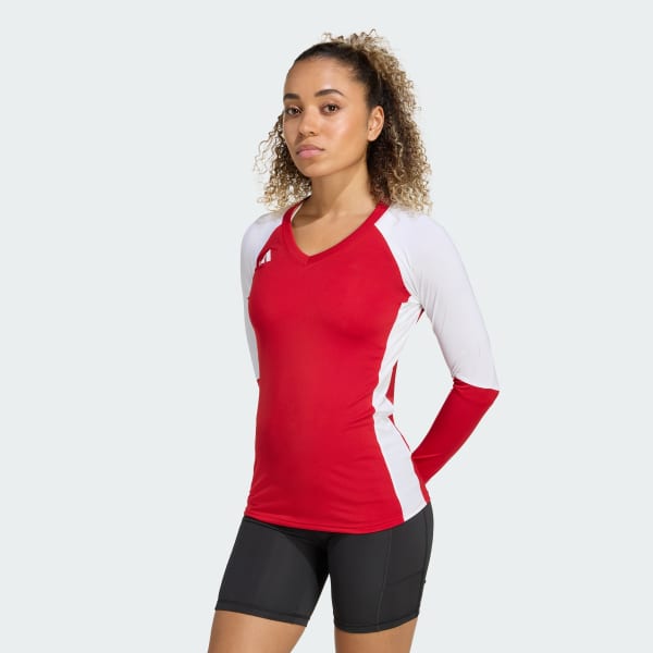 Rouge Maillot de volley-ball à manches longues Quickset