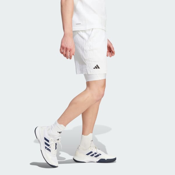 adidas AEROREADY Pro Two-in-One Seersucker - White Tennis Men\'s adidas Shorts | | US Tennis