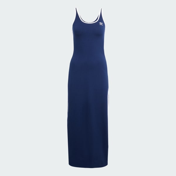 adidas Adicolor 3-Stripes Tank Maxi Dress - Blue | Free