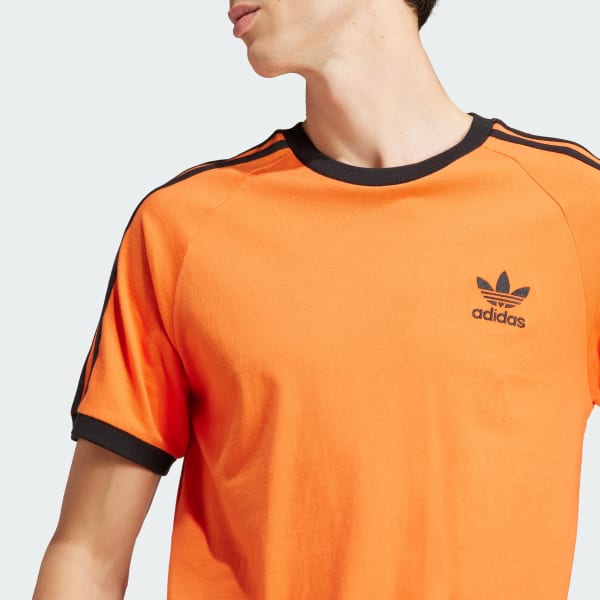 Adidas originals three stripe t-shirt in orange best sale