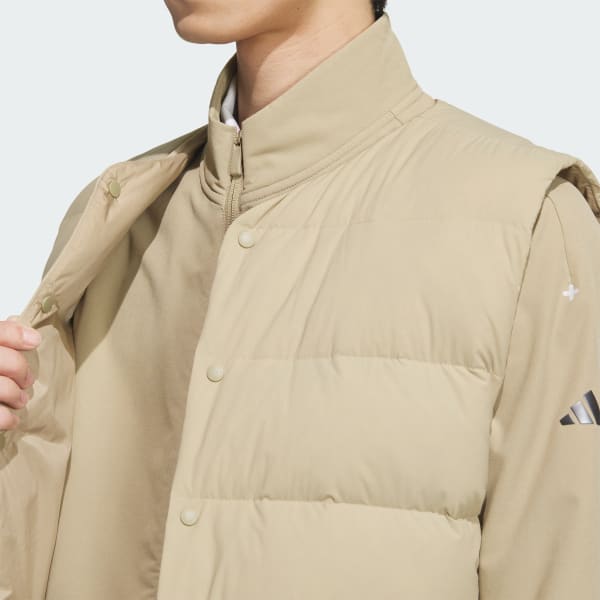 サイズ：L ADIDAS GOLF アディダスゴルフ IM7309 2024年モデル 3WAY ダウンベスト ジャケット  ベージュ系 [240101414975] ゴルフウェア メンズ ストスト ADIDAS GOLF アディダスゴルフ IM7309 2024年モデル 3WAY ダウン