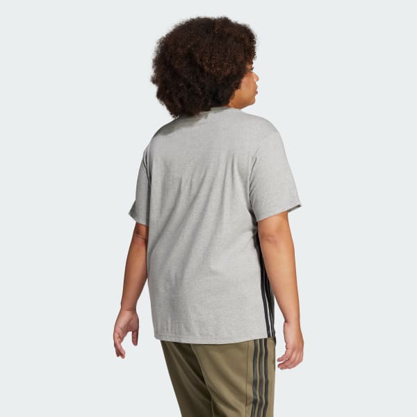 sedá Tričko Essentials 3-Stripes Cotton (plus size)