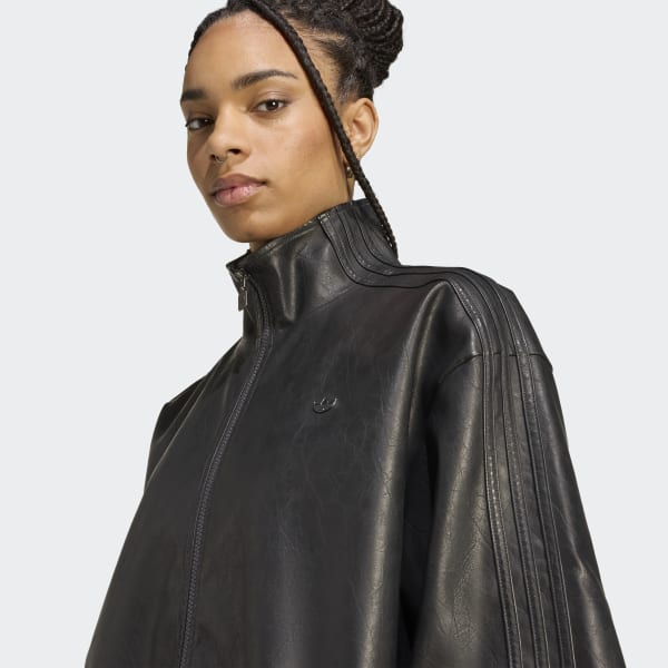 adidas Pleather Firebird Oversized Track jacket - Black | Free
