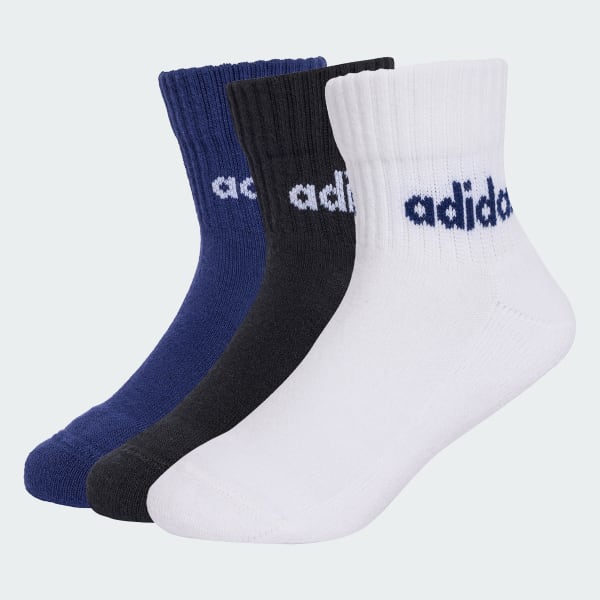 White Outlet Value Linear Kids Ankle Socks 3 Pairs