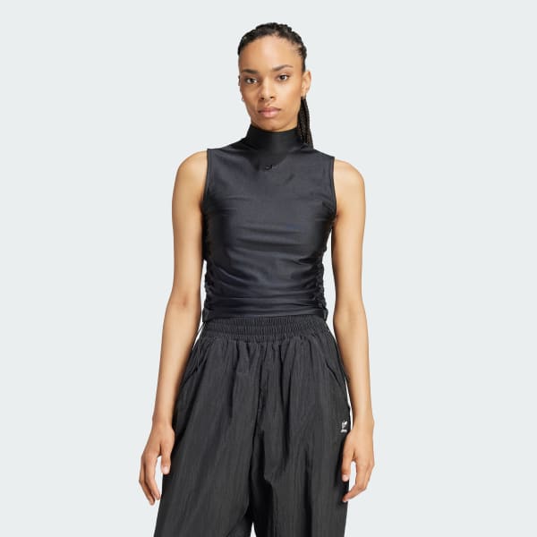 Adidas 3 stripe crop top sales