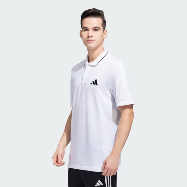 White Small Logo Pique Polo Shirt
