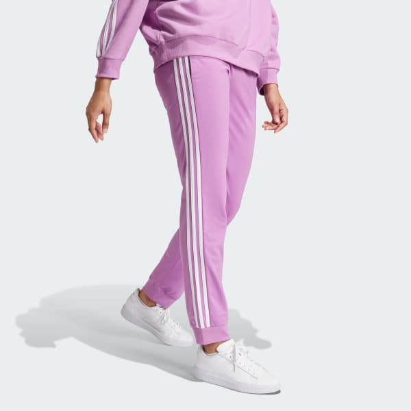 Adidas Primegreen Essentials Warm Up Slim Tapered 3 Stripes Track Pants Women Preloved Purple S
