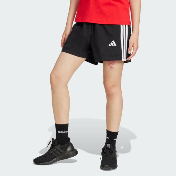 Zwart Essentials 3-Stripes Cotton Short