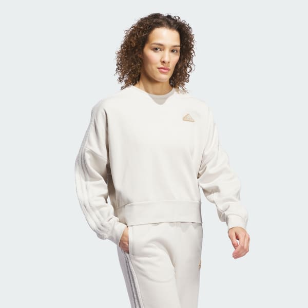 adidas Coze 3 Stripes Crew Sweatshirt Beige Free Shipping with adiClub adidas US