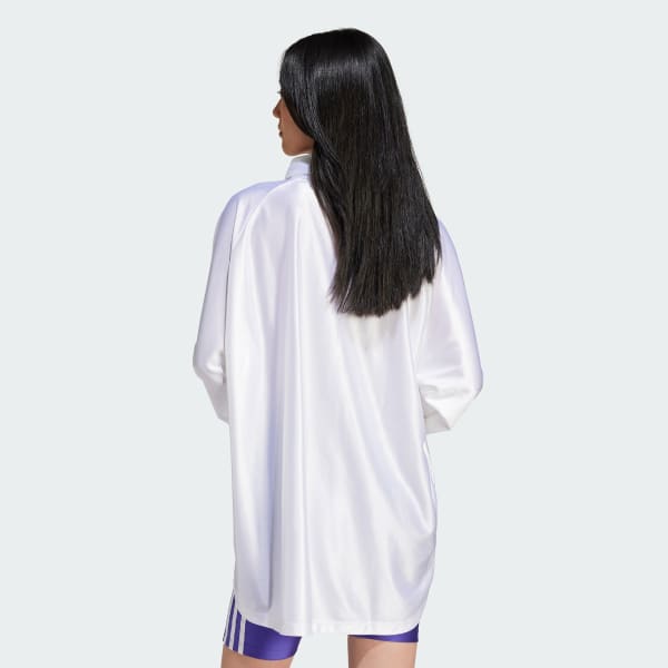 Branco Camisa Cetim Oversize