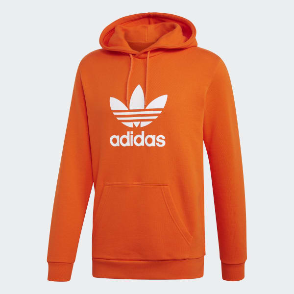 adidas originals oversized trefoil logo hoodie in orange