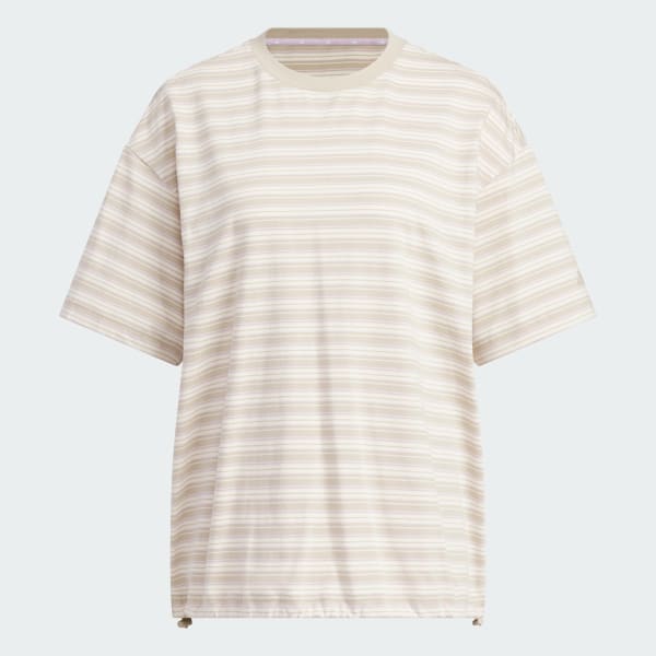 ベージュ スタジアム クローム オーバーサイズフィット マルチストライプ 半袖Tシャツ