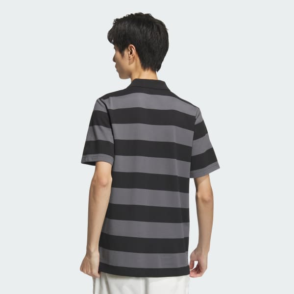Black Piqué Stripe Polo Shirt