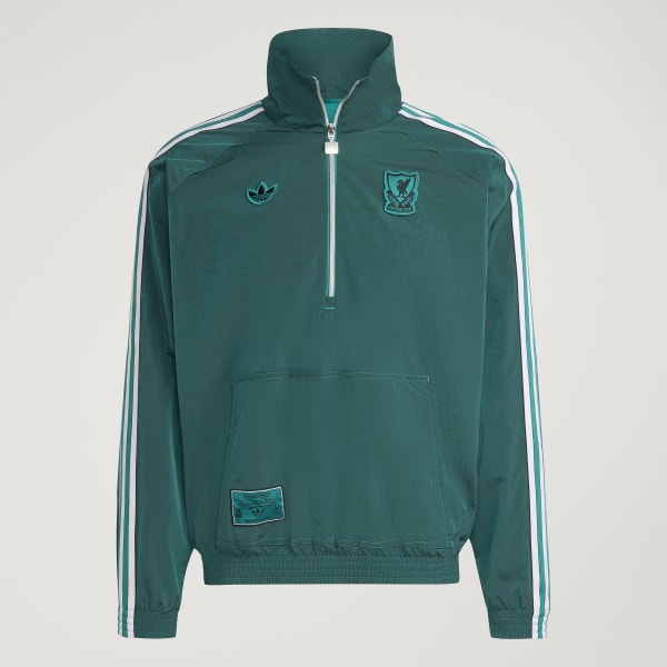 adidas Liverpool FC Terrace Icons Half-Zip Jacket - Green | Free