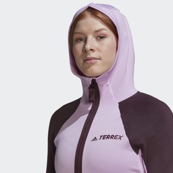 Fioletowy Terrex Tech Flooce Hooded Hiking Fleece Jacket CC806