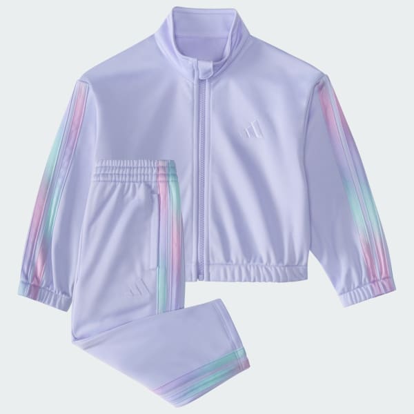Two-Piece Long Sleeve Printed 3-Stripes Fashion Tricot Jacket Set